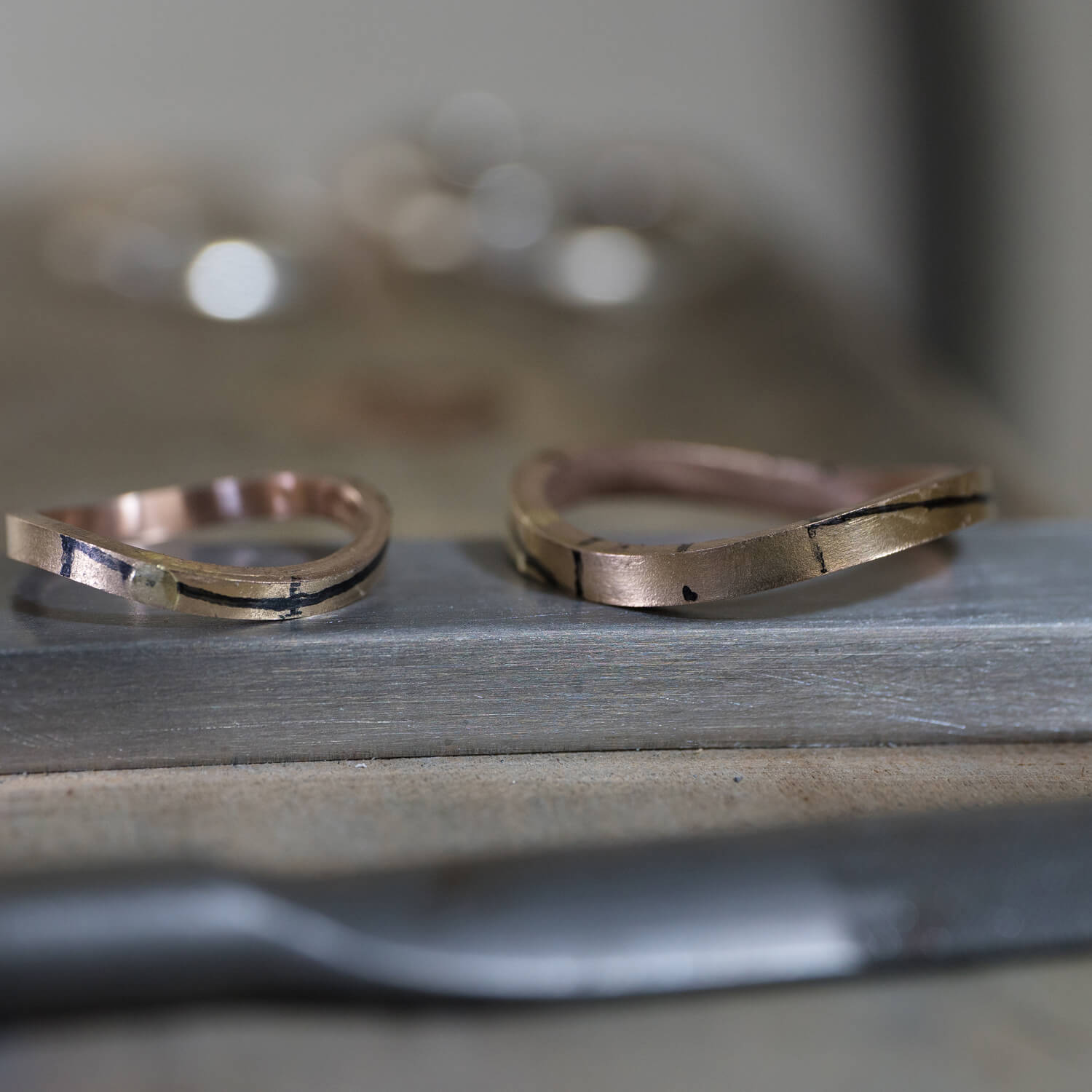 オーダーメイドマリッジリングの制作過程　屋久島ジュエリーのアトリエ　ゴールドリング　屋久島でつくる結婚指輪