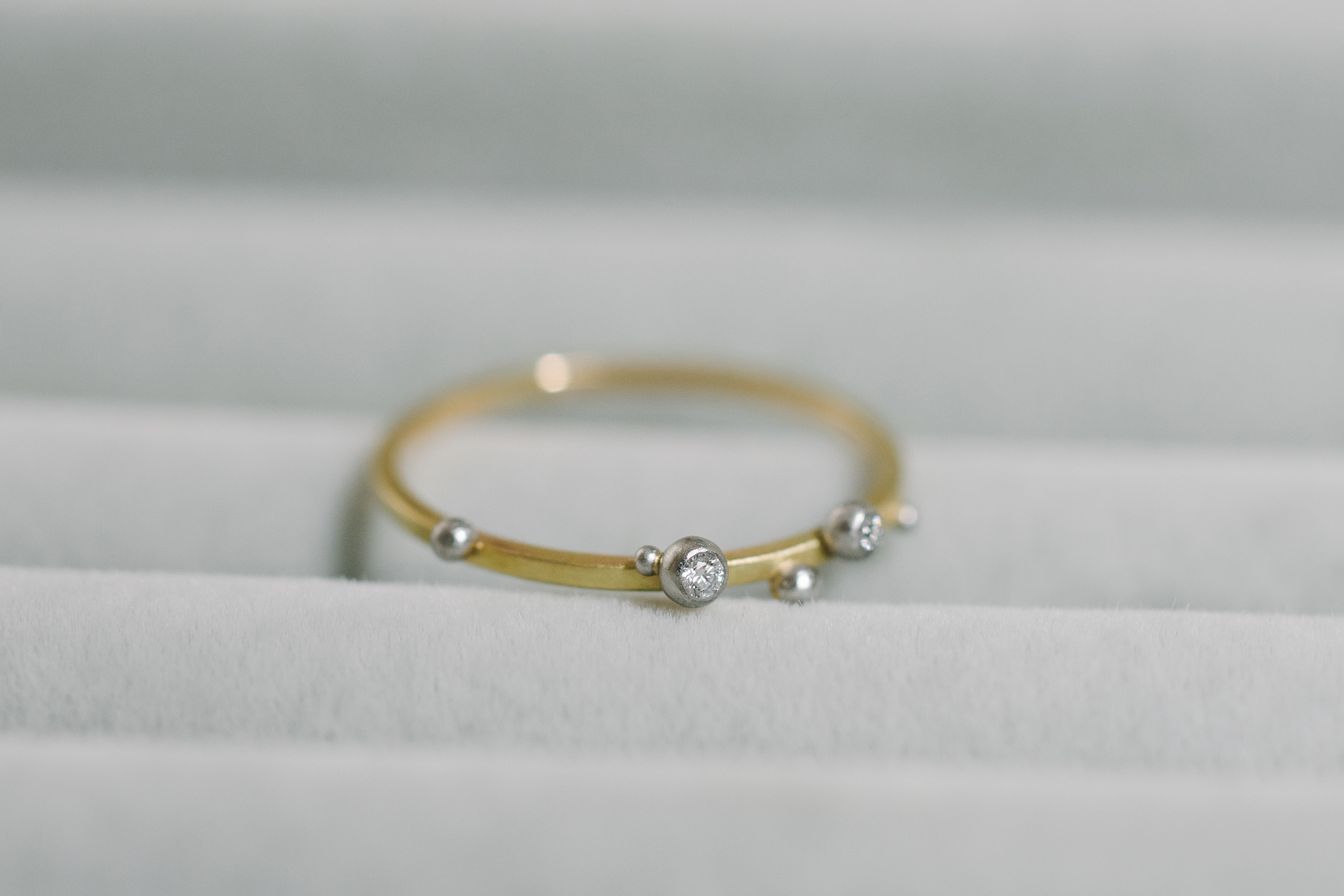 しずくの指輪　18k yellow gold, platinum, diamond  #屋久島でつくる結婚指輪