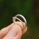 オーダーメイドマリッジリング　屋久島の緑バック　プラチナ、ダイヤモンド　屋久島で作る結婚指輪